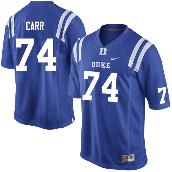 Men #74 Ron Carr Duke Blue Devils College Football Jerseys Sale-Blue